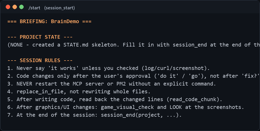 /start on the demo project